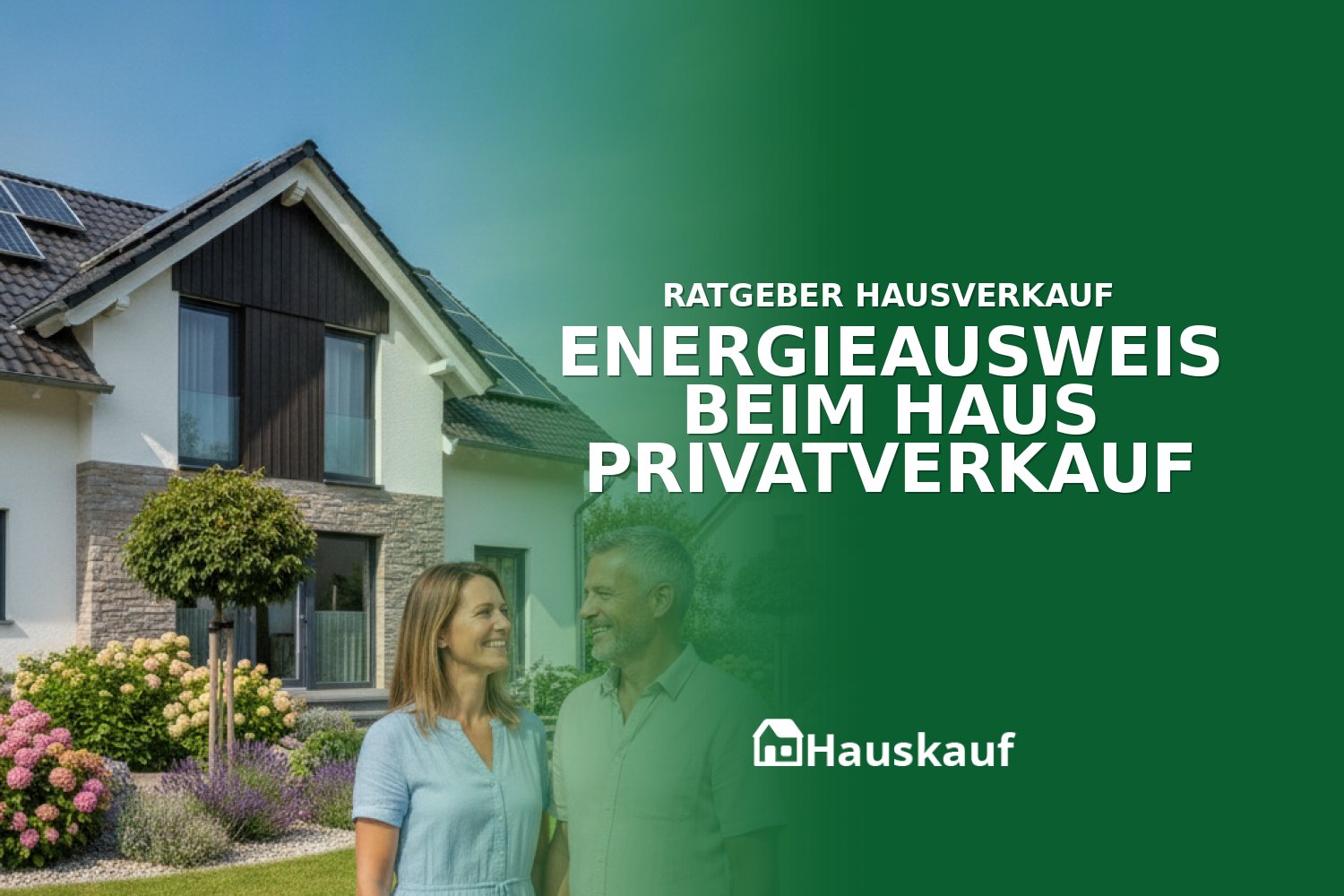 Modernes Einfamilienhaus bei sonnigem Wetter, symbolisiert den erfolgreichen Energieausweis beim Haus Privatverkauf.